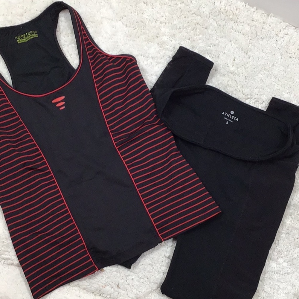 Athleta black leggings + Pure Lime tank